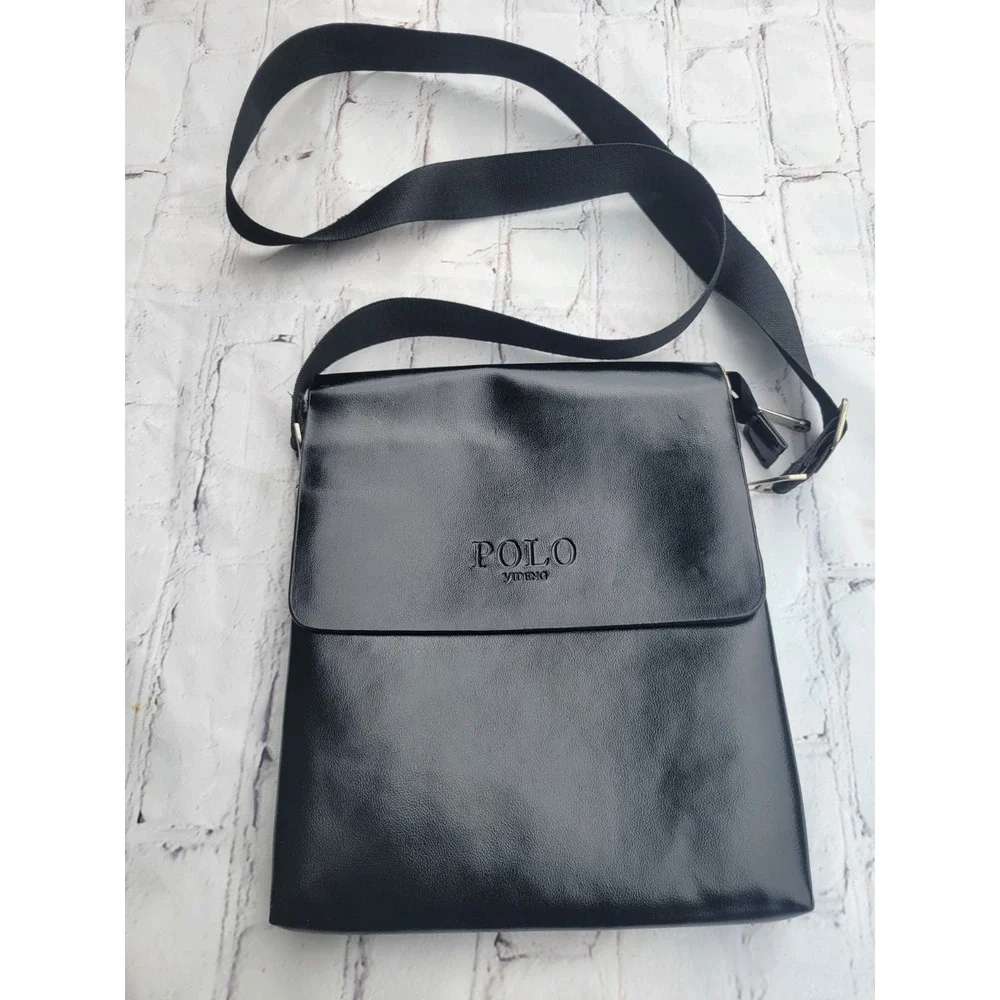 POLO VIDENG color Black Messenger Bag Zip Magnetic Shoulder Strap Nylon Solid